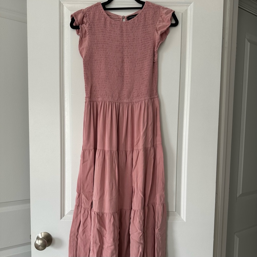 Zesica Pink Tiered Maxi Dress